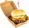 Mini Burger Box Food Container with Hinged Lid Disposable Kraft Paper Takeout Box for Small Burgers or Desserts
