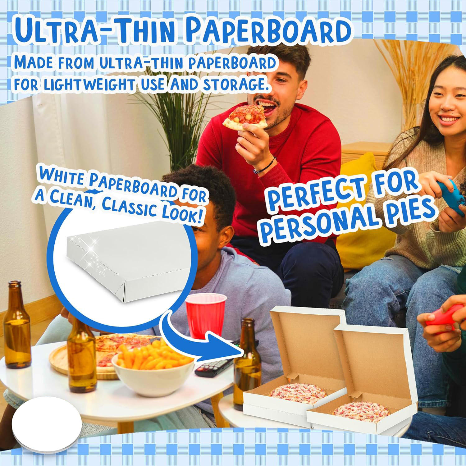 White Pizza Box Clay Coated Cardboard Pizza Box for Cookies Cakes Taco Custom Pizza Boxs