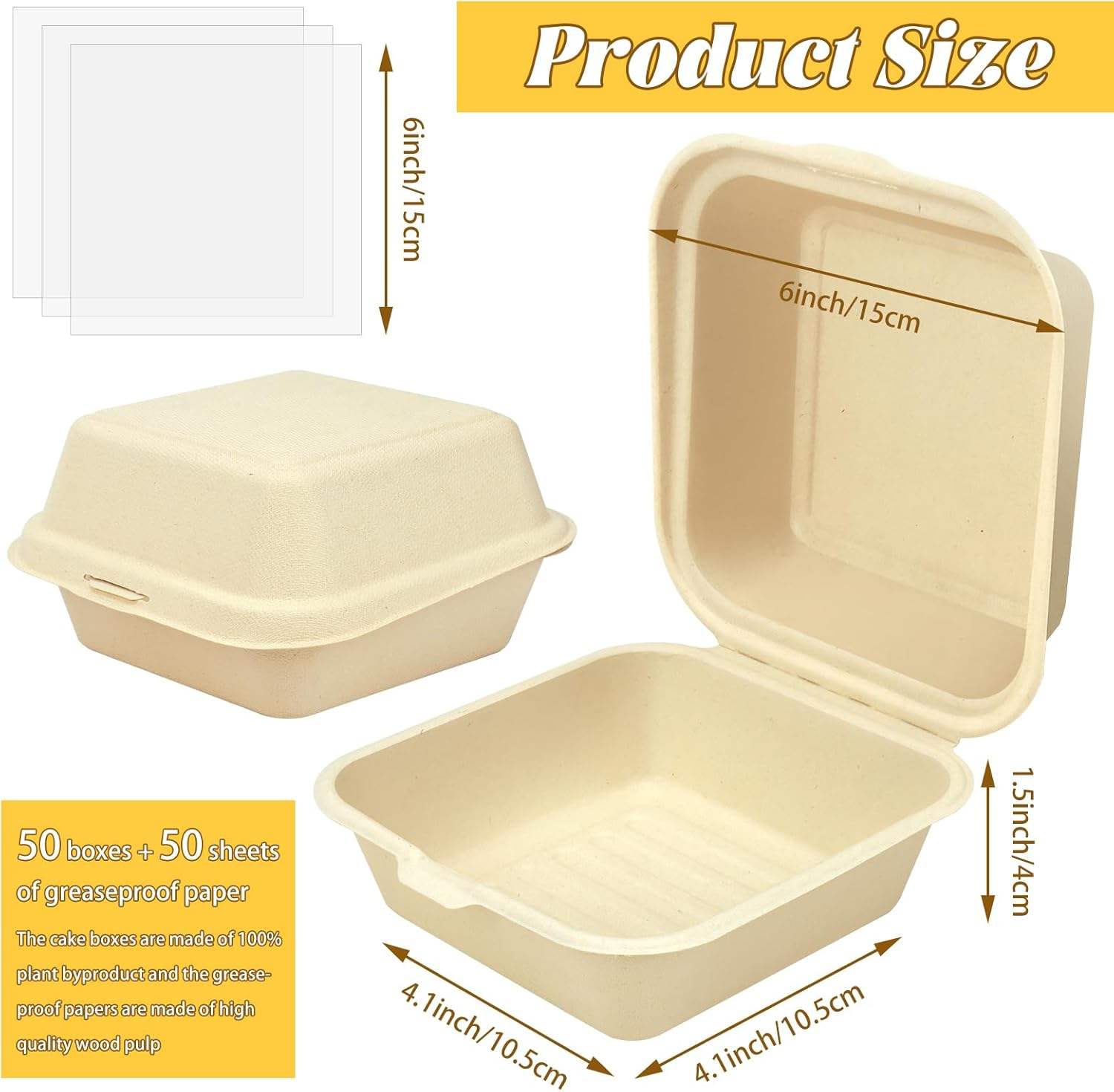 Hamburger Box Flip-top Takeout Food Container Lunch Box Hamburger Container