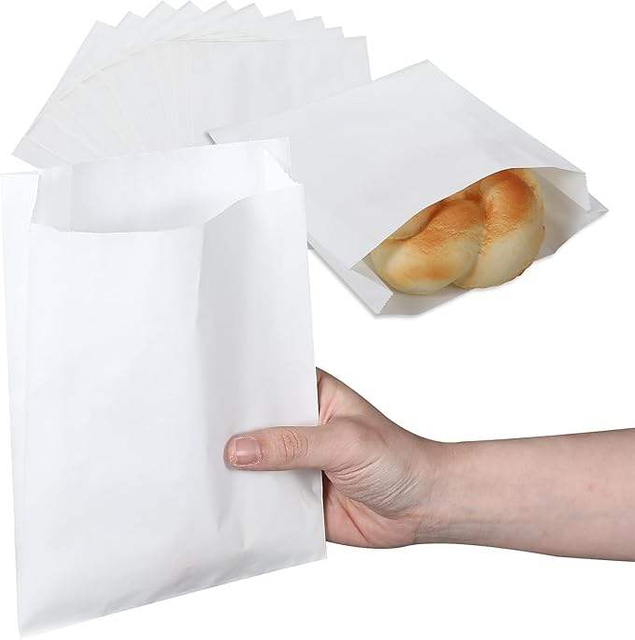 300 Paper Sandwich Bags Oil-resistant Paper Bags for Baking Cookies Candy Snacks (white)