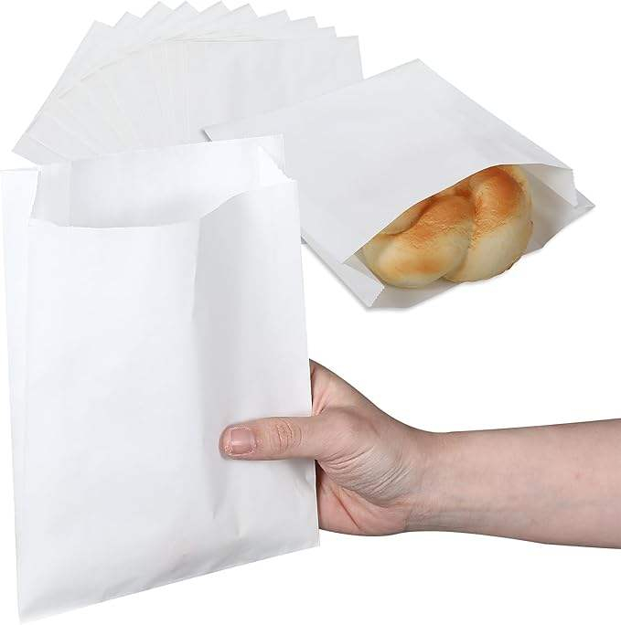 300 Paper Sandwich Bags Oil-resistant Paper Bags for Baking Cookies Candy Snacks (white)