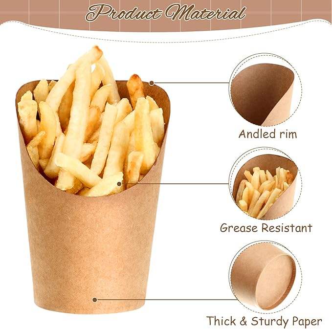 Baking Supplies for Outdoor Gatherings Ice Cream Holders Cups Corrugated Paper Cones for Party Food Containers French Fries Cup
