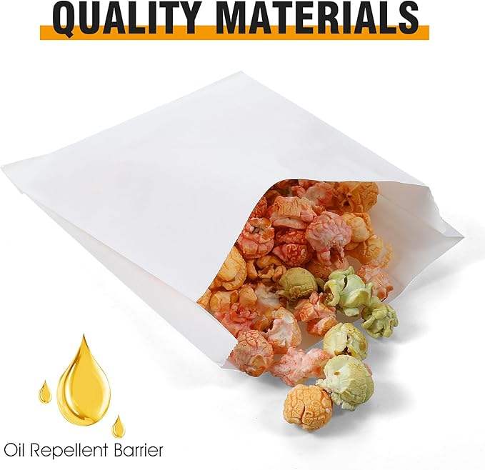300 Paper Sandwich Bags Oil-resistant Paper Bags for Baking Cookies Candy Snacks (white)