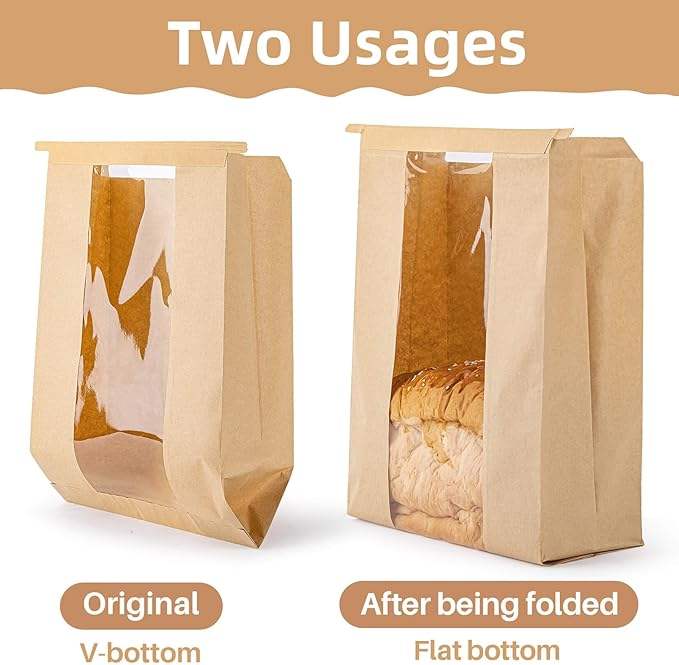 Bread Bag with windows Homemade Sourdough Bread Storage Bag Baking Food Packaging Custom Bread Bags