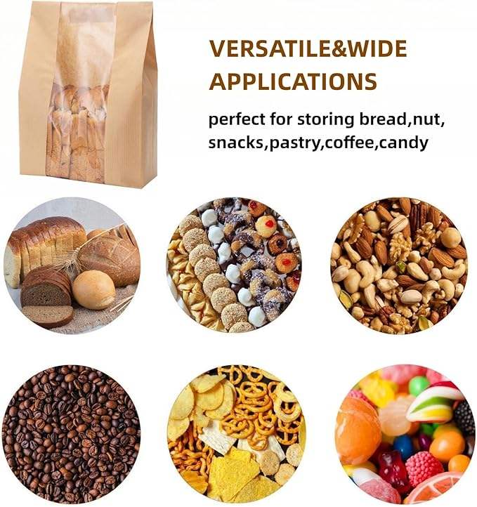 With Window Kraft Paper Bag Grease-resistant Bread Bag Cookies Doughnuts Custom Bread Bags