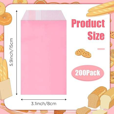 Small pink Paper Therapy Bags Candy Kraft Paper Bags Loose Snacks Popcorn Candy Sandwich Party