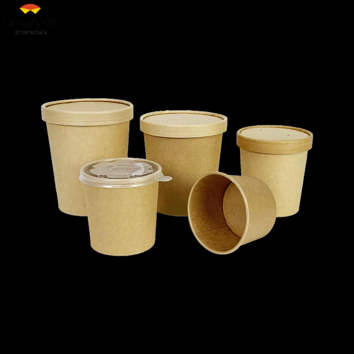 Wholesale Customized Disposable Paper Soup Boxes with Lids, Cowhide Paper Food Cups, and Paper Food Storage Boxes Food Box