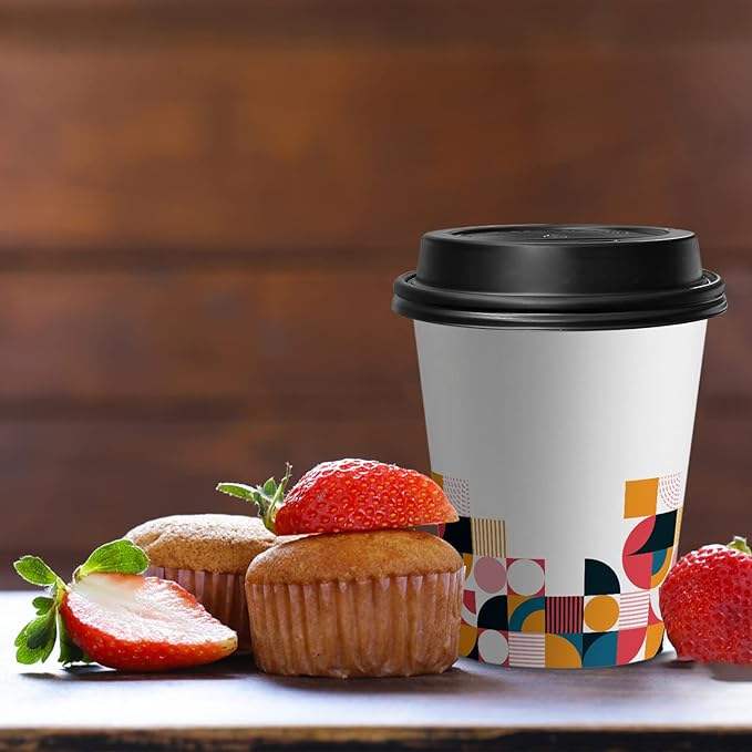 Disposable Coffee Cups With LidsTo Go Thickened Paper Cups for Beverage Coffee Tea Hot Chocolate Coffee Cup