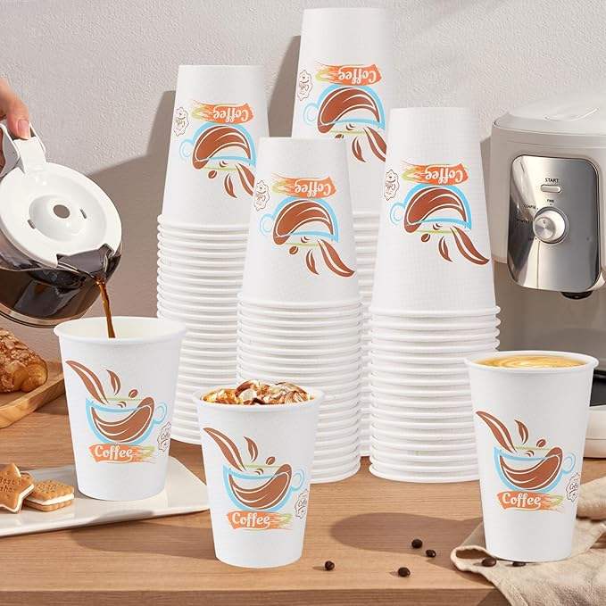 16 oz Paper Disposable Coffee Cups for Hot and Cold Drinks, Coffee Shops, Offices and Restaurants