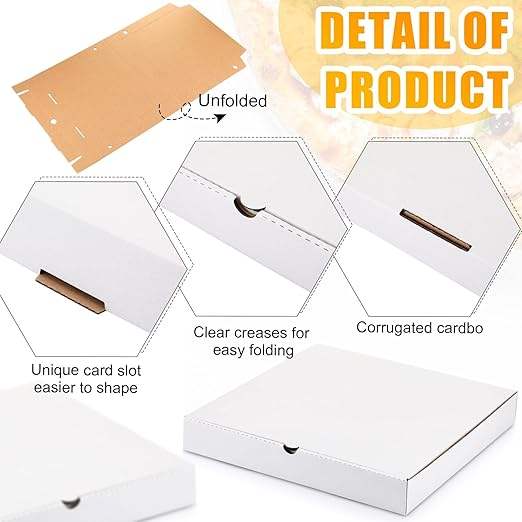 Bulk Reusable Large Square Cardboard Pizza Container Matte Finish Embossed Takeout Restaurant Pizza Custom Pizza Boxs