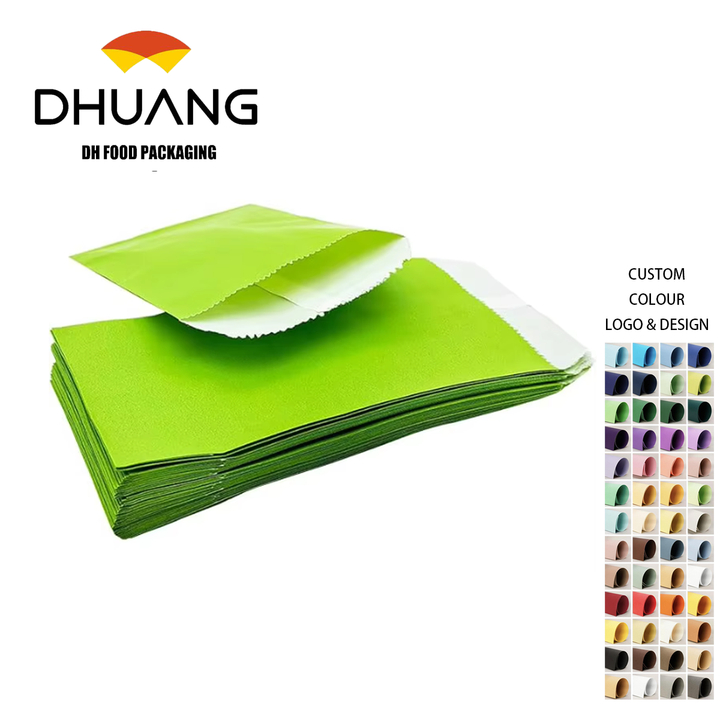Small Green Greased Bread Paper Bag Wax Treated Packaging for Cookies Candies Chocolate Pastry Snacks Custom Bread Bags