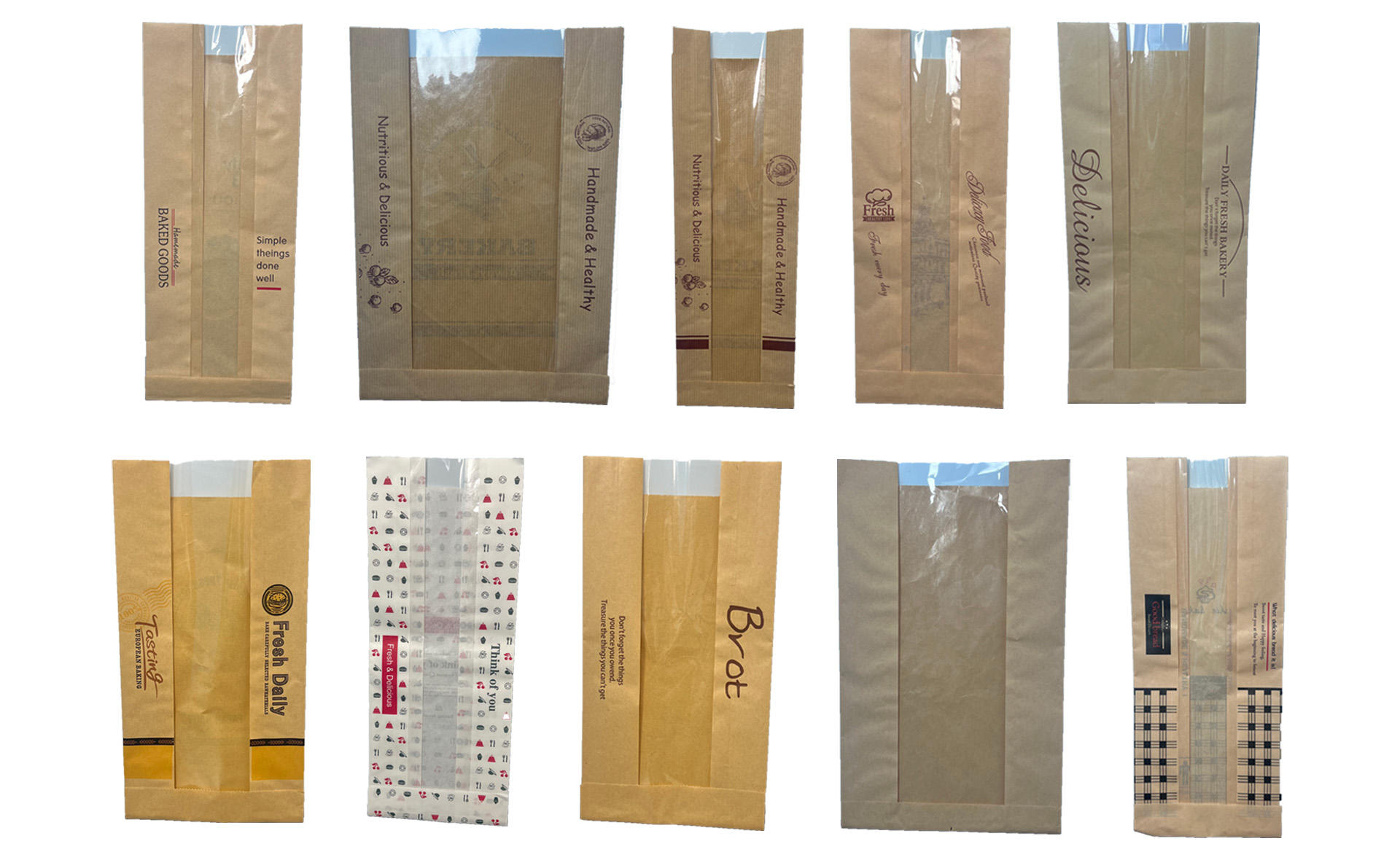 Kraft Paper Bag with Tin Tie Label with clear Window Toast Paper Bag with Your Own logo Oil-proof Paper Bag Custom Bread