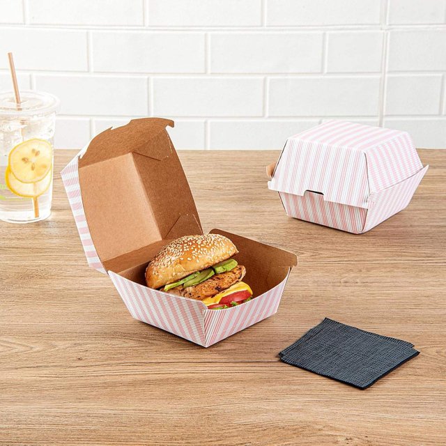 Eco-Friendly Bulk Burger Boxes with Custom Logo Low-Cost Leak/Greaseproof Takeout Buger Boxes