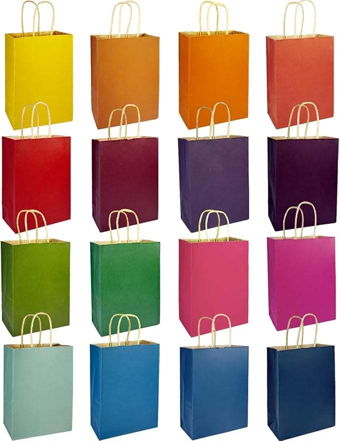 Bulk Medium Paper Bags with Handles 16 Different Senior Colors for Multiple Uses Custom Logo for Clothing Shopping Bag