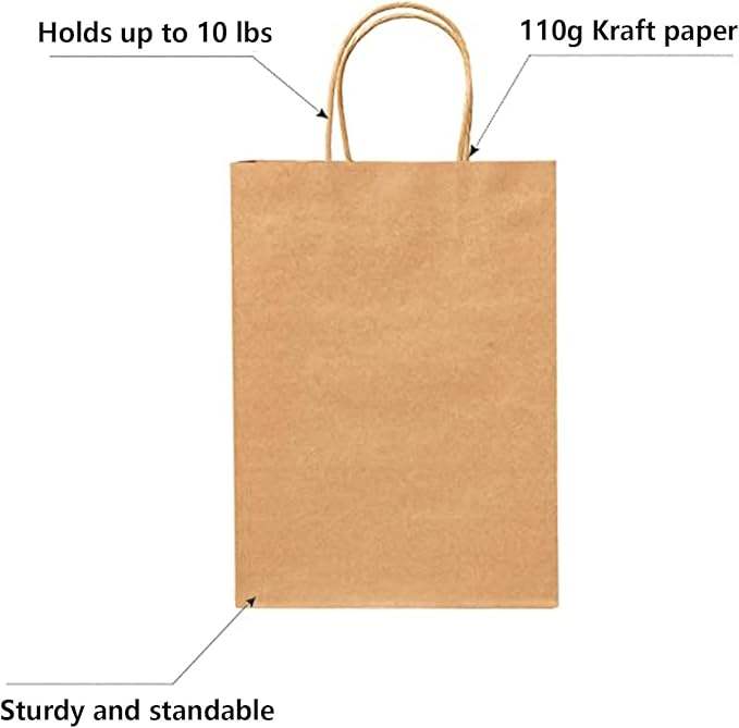 Brown Paper Bags with Handling Bulk Gift Retail Party Shopping Custom Paper Bags