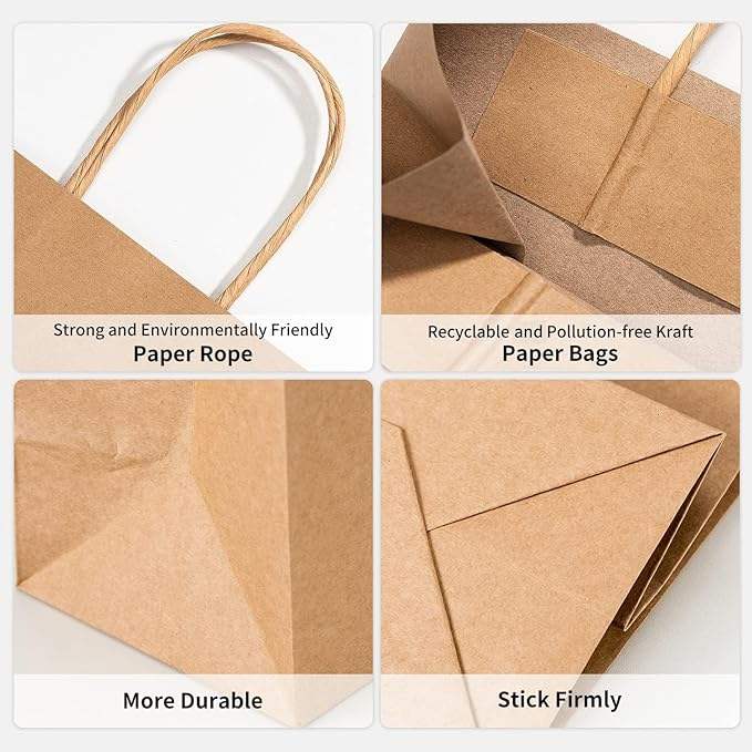 Brown Paper Bags with Handling Bulk Gift Retail Party Shopping Custom Paper Bags
