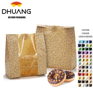 Craft Paper Bread Bags Clear Window 100 Stickers for Brown Toast Cookie Packaging Sourdough Bread Friendly Custom Bread Bags