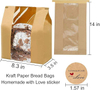 Window Dough Cowhide Bread Bags Tin Tag Lock for Baked Goods Packaging Storage Custom Bread Bags