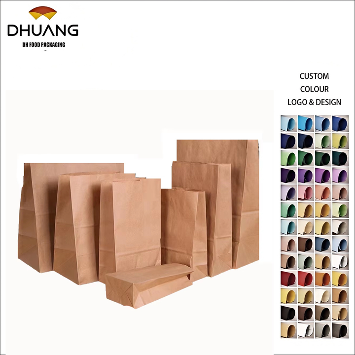 Thickened Food Kraft Paper Bag Customized square Bottom Bag Baking Takeaway Snacks Snack Laminating Oil-proof Storage Bag