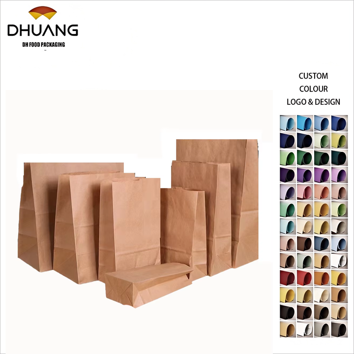 Thickened Food Kraft Paper Bag Customized square Bottom Bag Baking Takeaway Snacks Snack Laminating Oil-proof Storage Bag
