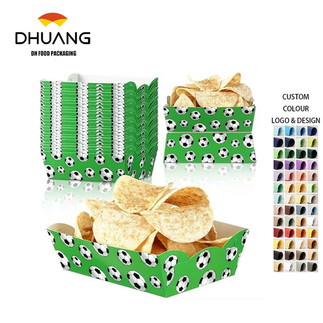 Packs Football Party Decoration Paper Food Tray Food Boat for Licensed Food, Condiments, Carnival (Football)