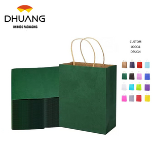For Forest Green Kraft Paper Gift Bag Eco-Friendly Bulk Kraft Paper Bag for Birthday Party Craft or Supermarket Packaging