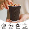 12 oz Disposable Coffee Cup, 100 Count Insulated Paper Cup, Corrugated Wall Design, Hot and Cold Drink Cup, Party, Travel