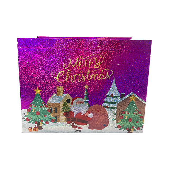 Custom Printed Laser-coated Aluminum Foil-coated Non-woven Fabric Gift Bags for Wholesale in Christmas Styles Shopping Bag