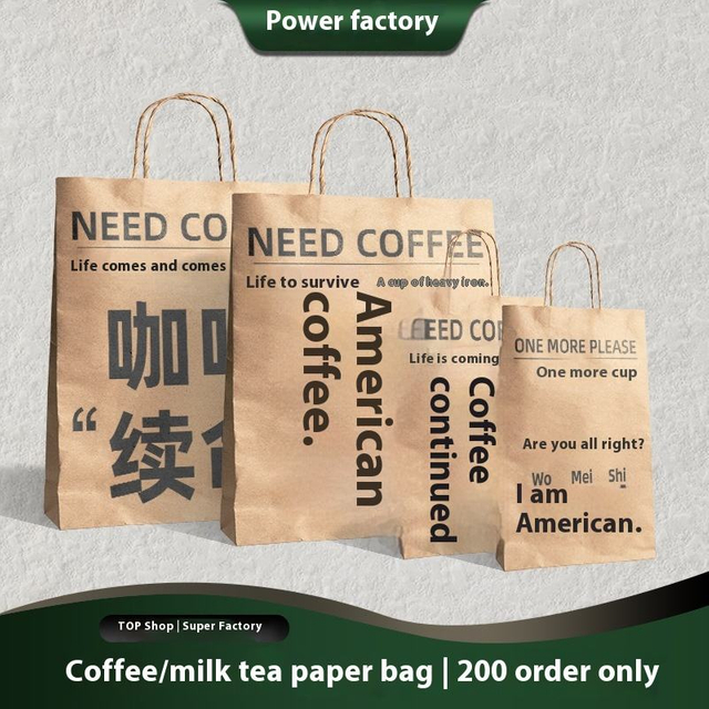 Custom Kraft Paper Bag for Single Double Four Cup Coffee Roasted Milk Tea Thickened Disposable Takeaway Handbag Food Industry