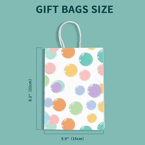 Gift Bag Paper Bag with Handle Party Birthday Wedding Small Paper Shopping Custom Paper Bag (Colorful Bubbles)