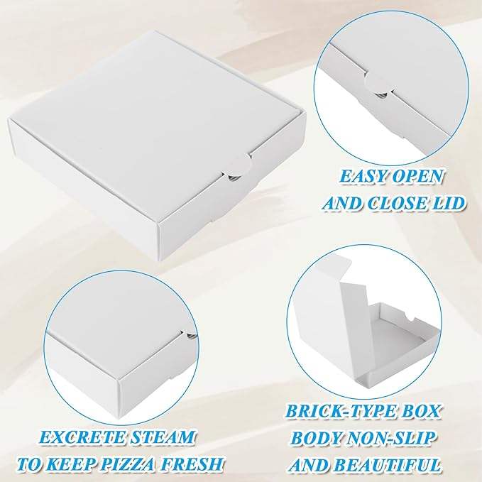 Repeating White Corrugated Pizza Box Cardboard Takeout Packaging for Oven Fresh Eco-Friendly Paper Custom Pizza Boxes