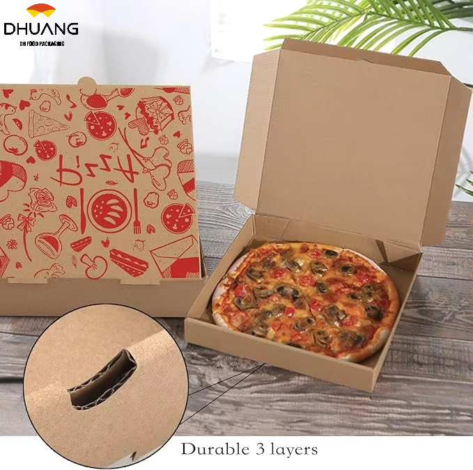 Pizza Box Kraft Corrugated for Takeout Food Delivery Gift Cake Cookies Food Custom Pizza Boxs