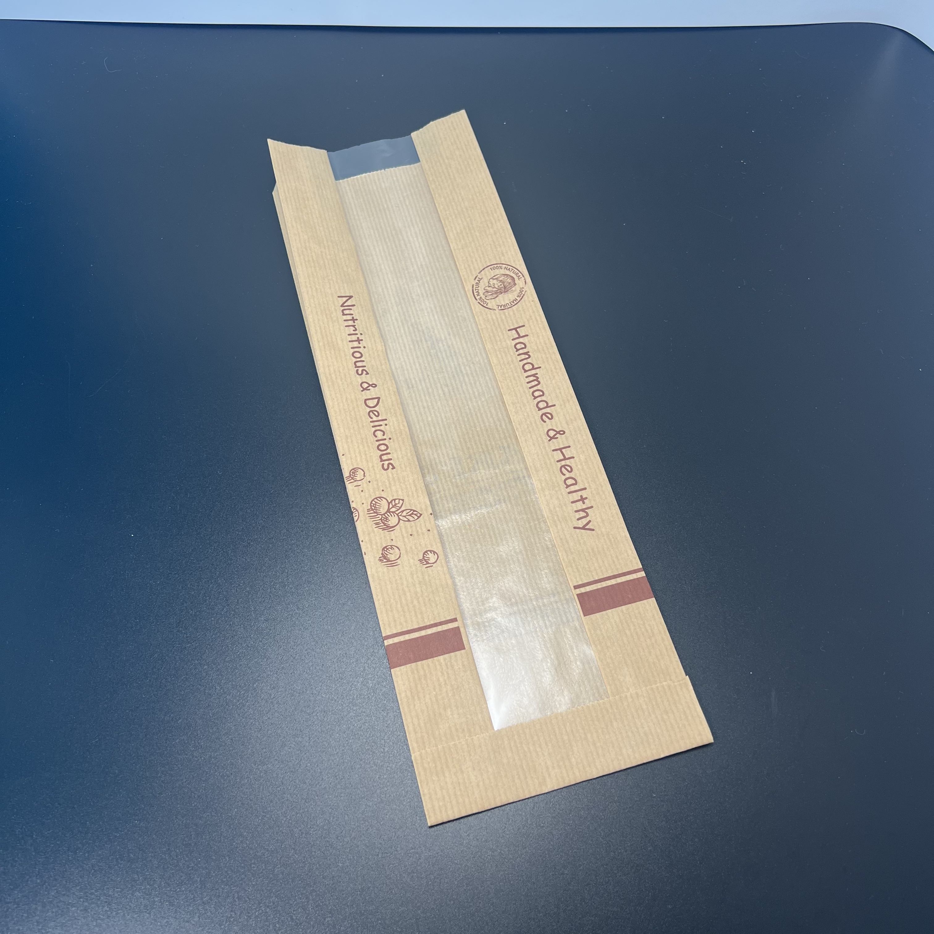 Durable and Easy to Carry Bottom Tip Bread Bag Kraft Paper Baking Storage Bag Oil-proof Paper Bag