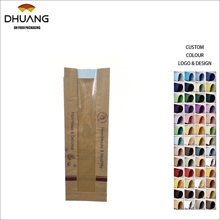Durable and Easy to Carry Bottom Tip Bread Bag Kraft Paper Baking Storage Bag Oil-proof Paper Bag