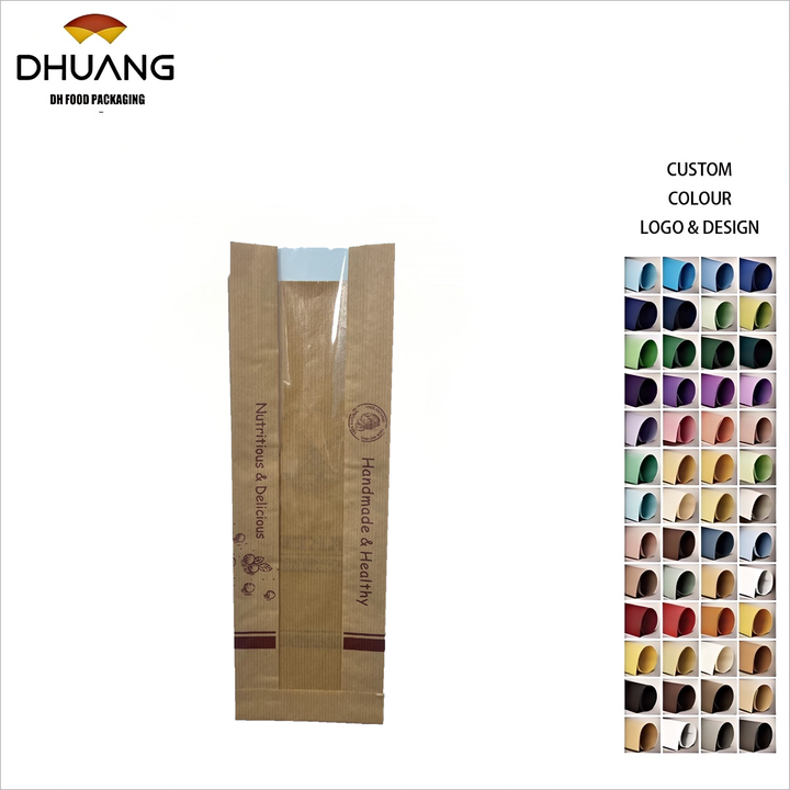 Durable and Easy to Carry Bottom Tip Bread Bag Kraft Paper Baking Storage Bag Oil-proof Paper Bag