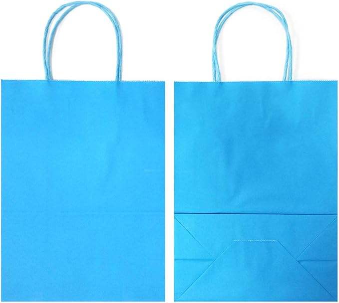 Luxury Light Blue Kraft Paper Gift Bags with Handles for Packaging Promotion Crafts Durable Carton Packed Shopping Paper Bag