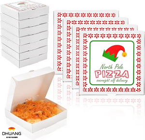 50 Elf Mini Pizza Boxes Square Cardboard with Stickers for Parties Christmas Birthdays Custom Pizza Boxs