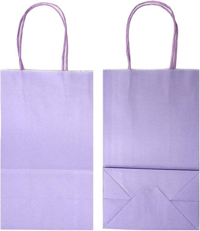 Small Light Purple Kraft Paper Bag with Handles Durable Embossed Supermarket Use Craft Paper Bag Gift Bag