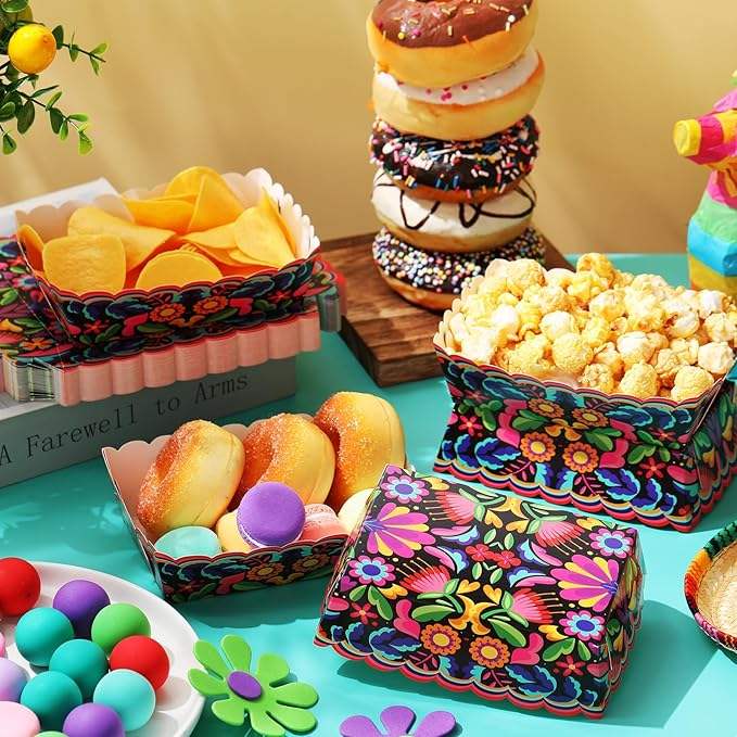 Mexican Paper Food Tray Disposable Holiday Snack Tray Mexican Party Serving Nachos Popcorn Hot Dog Tacos