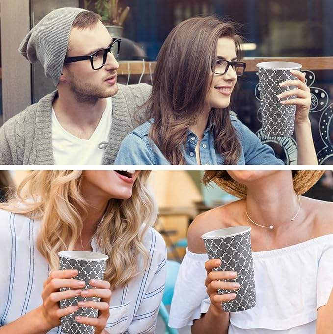16oz Single Wall Disposable Coffee Cups 180 Packs Custom Logo Insulated Paper Cups for Hot and Cold Drinks Coffee Cup