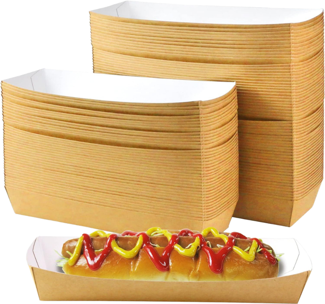 Customizable Disposable Mini Paper Food Boat Kraft Paper Snack Dessert Plate Food Tray