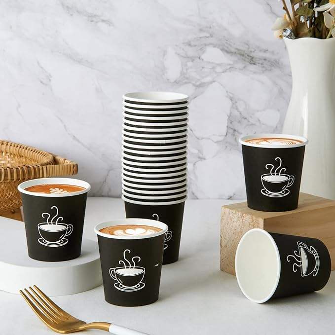 Small Disposable Espresso Cups Custom Logo Single Wall Paper Cups for Hot/Cold Drinks for Parties Picnics Trips Events