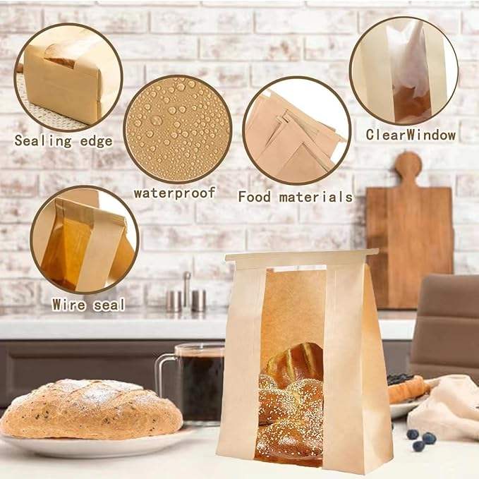 Customizable LOGO Pattern Homemade Bread Bag with windows Yeast Storage Custom Bread Bags