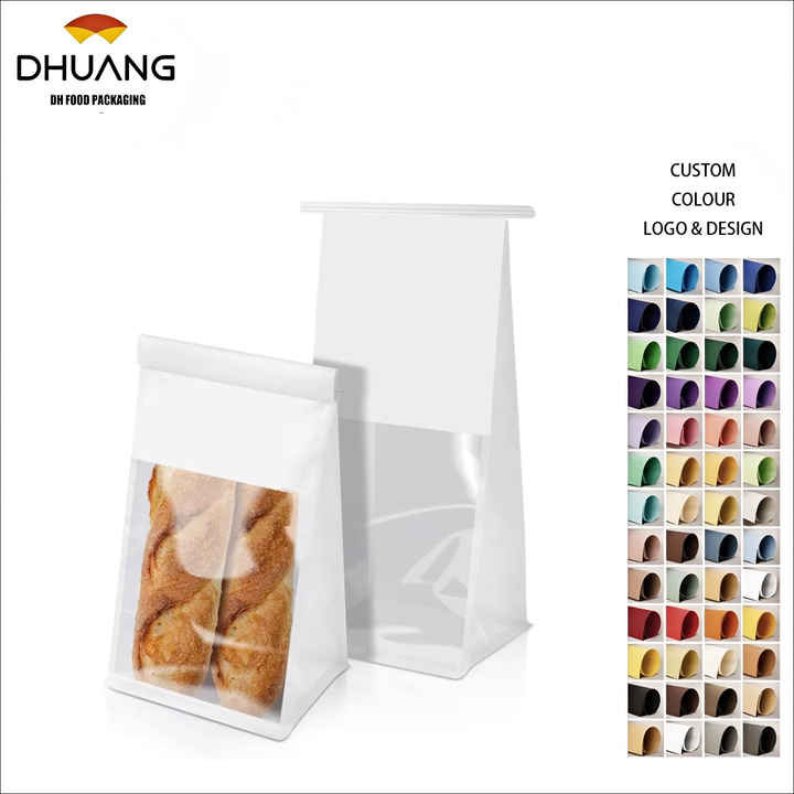 Window Paper Cookie Bag Tinfoil Label Lock Bag Suitable for Baked Goods Custom Bread Bag