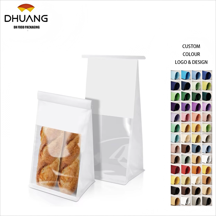 Window Paper Cookie Bag Tinfoil Label Lock Bag Suitable for Baked Goods Custom Bread Bag