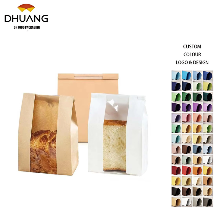 Paper Bread Bags With Window for Homemade Bread Tin Label Baking Bag for Packing and Storage of Baked Goods Custom Bread Bags