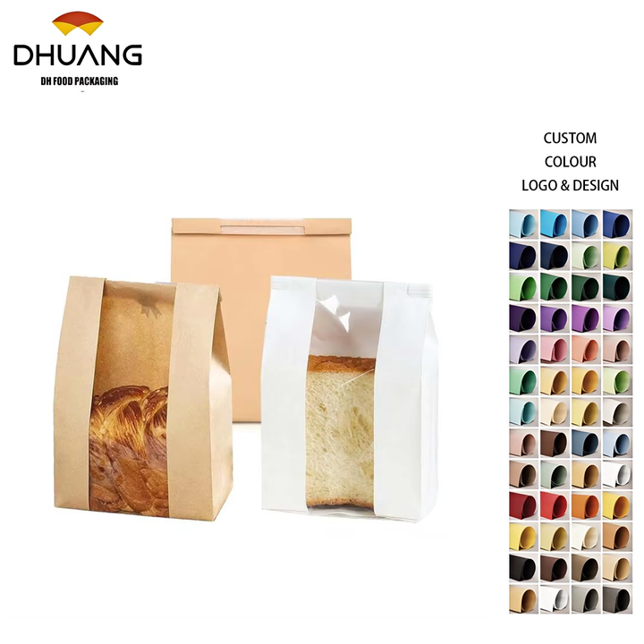 Paper Bread Bags With Window for Homemade Bread Tin Label Baking Bag for Packing and Storage of Baked Goods Custom Bread Bags