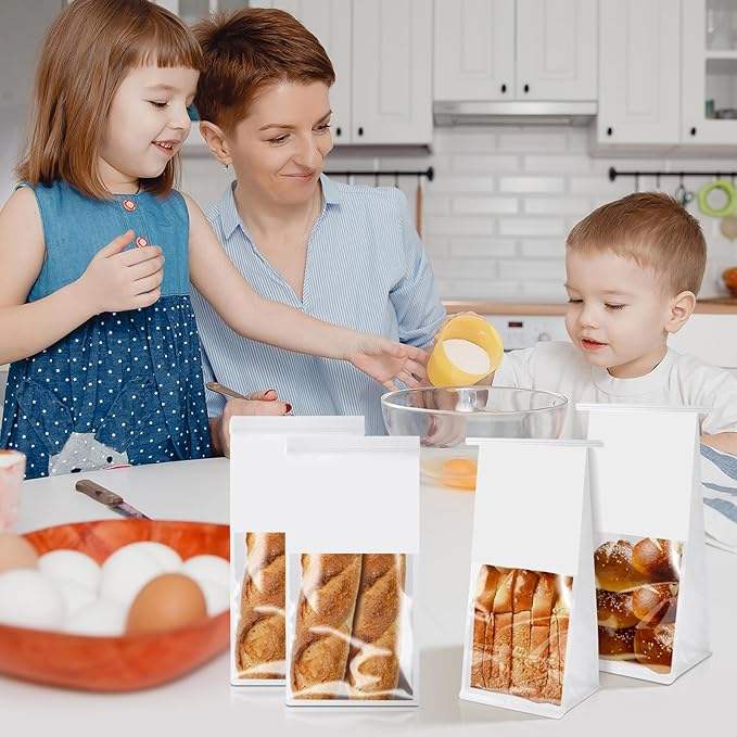 Window Paper Cookie Bag Tinfoil Label Lock Bag Suitable for Baked Goods Custom Bread Bag