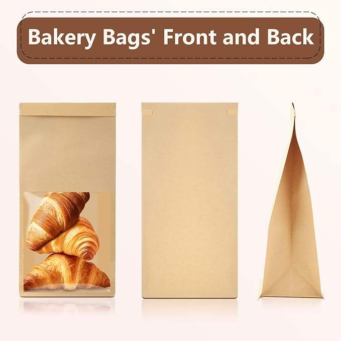 Windowed Bread Bag That Can Be Resealed and Has a Label Lock for Bread Storage Leather Paper Custom Bread Bags
