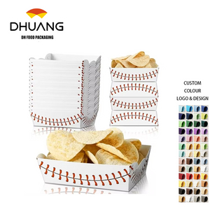 Packs Baseball Party Supplies Birthday Decorations Disposable Boat Paper Food Tray, Condiments, Carnival (Baseball)
